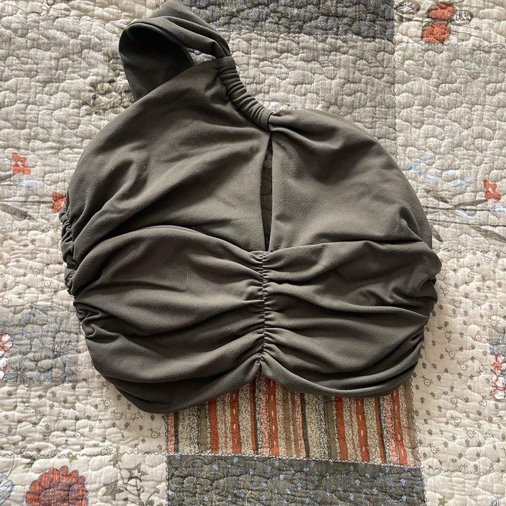 Olive One Shoulder Sports Bra